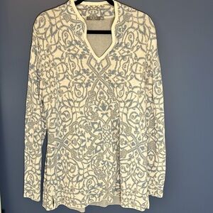 MFH knits- Women's blue, white, gray Pattern Sweater/Tunic. XXL, pima cotton